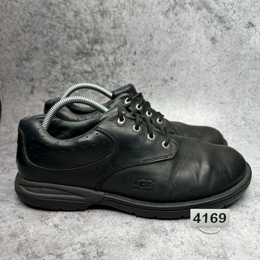 UGG Marshal Oxford Mens 10 Black Leather Casual Lace Up Shoes 5903 Perforated